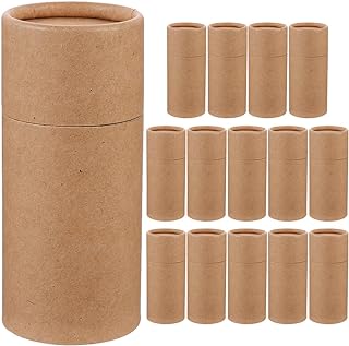 GLEAVI Empty Kraft Paper Jar Tube 15Pcs Round Paperboard 30ml Essential Oil Bottle Packaging Box Cardboard Deodorant Containers Brown Lipstick Boxes