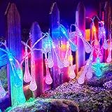 BAYHT LED Solar Lichterkette Außen Wetterfest - 11M 60LED Wassertropfen Solarlichterkette mit 8 Modi, Solarbeleuchtung für außen & innen Garten, Balkon, Weihnachten, Party Deko