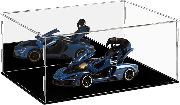 Dezzer Acrylic Display Case Box with Black Base, Assemble Countertop Clear Acrylic Dustproof Protection Showcase for Action Figures Toys, Collectibles, Home Storage 35x25x15cm