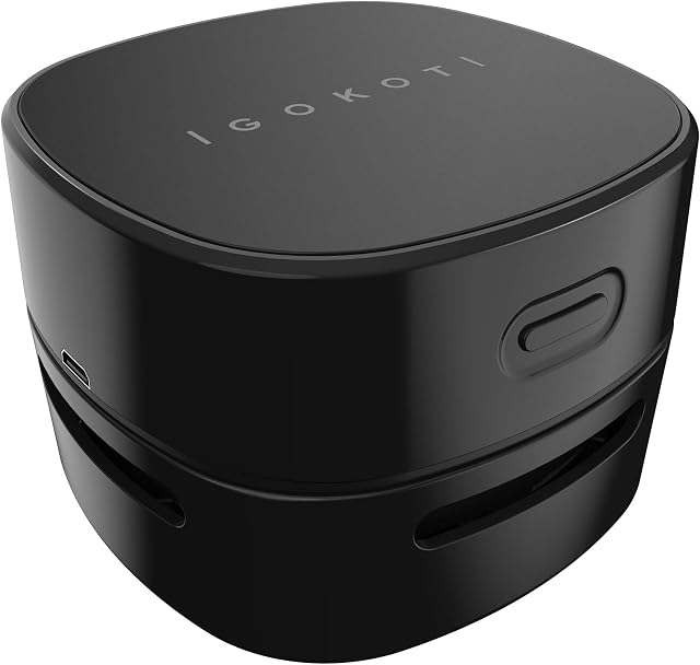 IGOKOTI Desk Vacuum Crumb Cleaner Mini Rechargeable Tabletop VacuumDesktop Vacuum Table Dust Cleaner for Laptop PC Keyboard Office Clean Brushes Car Pet House Cleaning Tools (Black)