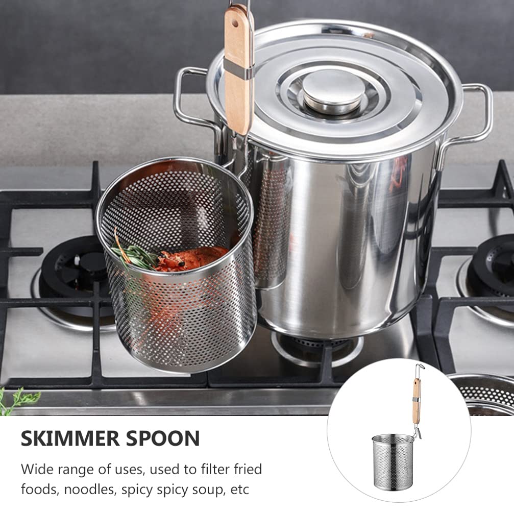 INOOMP Küchensieb Mit Holzgriff - Rostfreies Nudelsieb Für Spaghetti & Gemüse