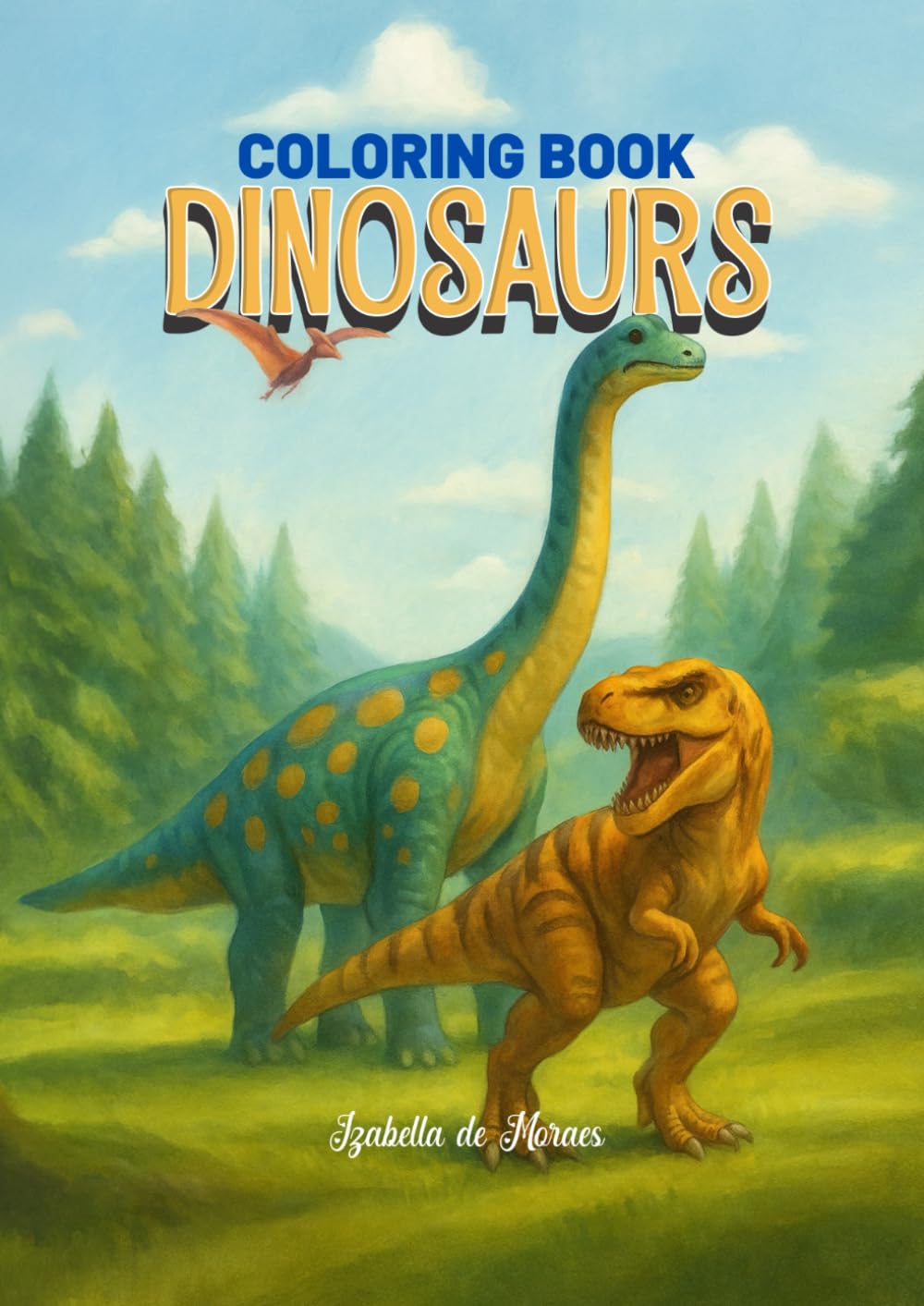 Dinosaurs Coloring Book in Colorful Lined Style