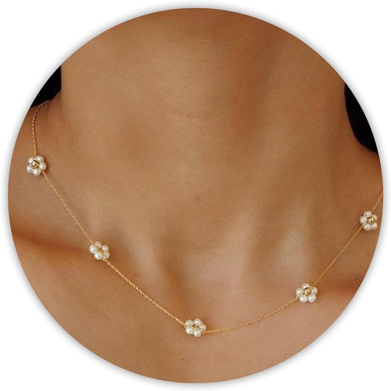 SmileBelle Pearl Necklaces Women Y Shaped Gold White Baroque Wedding