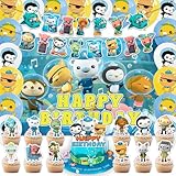 Fuyhiuous 42pcs Octonaut-ss Birthday Party Supplies Pack Includes，Banner Cake Topper Blackdrop,Balloons for Octon party supplies
