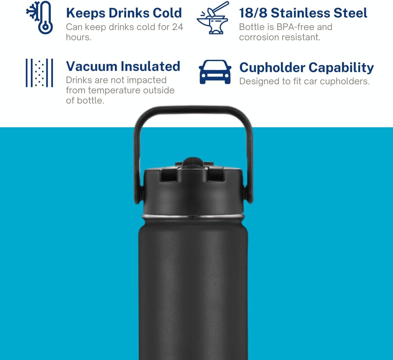 HydroBottle | Stainless Steel Filtered Water Bottle, 24 oz | BPA-Free, Removes Lead, Chlorine, Arsenic, VOCs | Filter Lasts 3 Months, Replaces 568 Plastic Bottles (Black) - Image 6