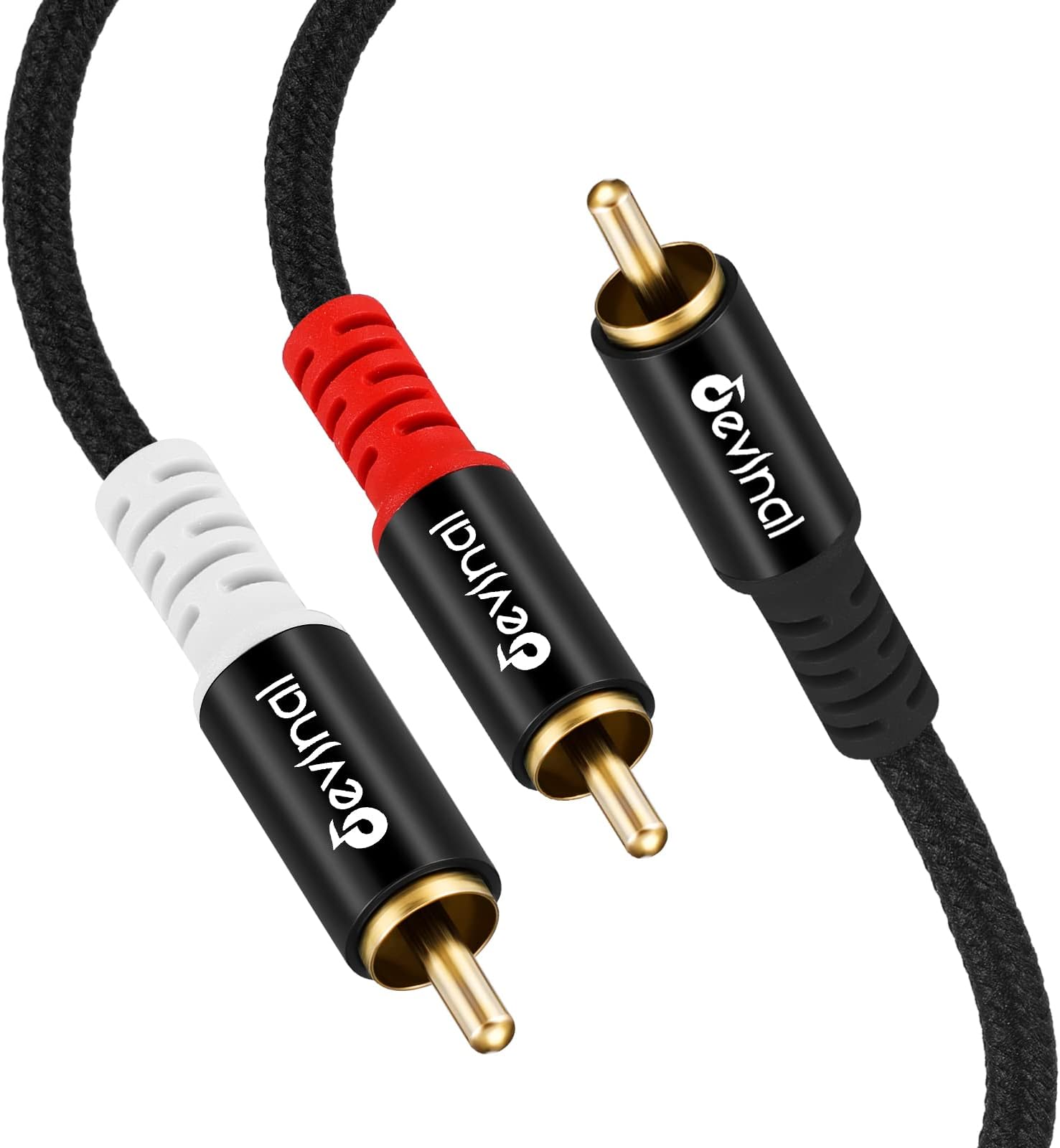 Devinal RCA Y Cable, RCA/Phono Y Splitter, RCA 1 Male to 2 Male Y Adapter, Male/Male Subwoofer Cable Gold Plated for subs/amps/Hi-Fis/Home Theater/receivers 3.3Feet/1M