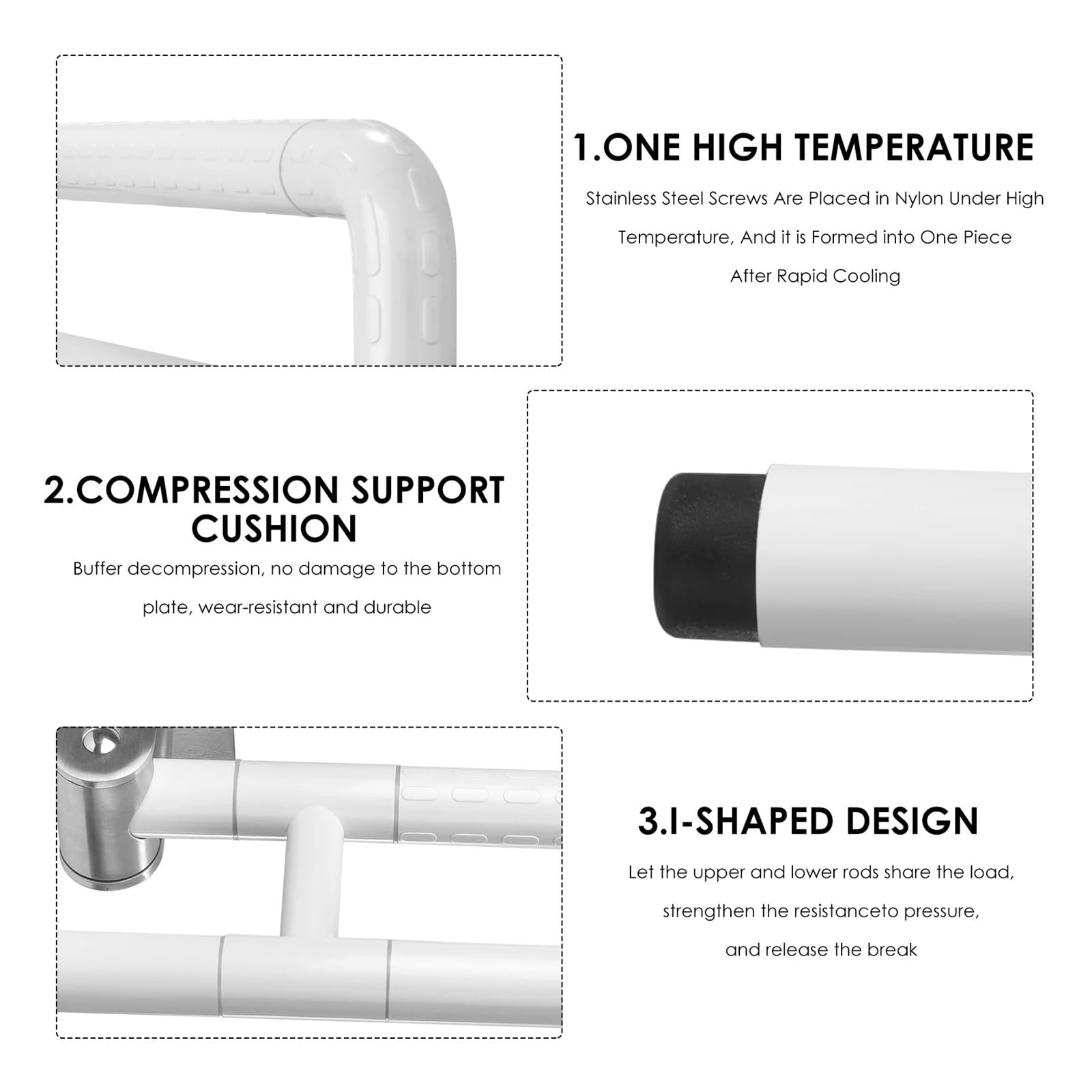 Barra abatible baño Barras de Seguridad for baño 60cm, Marco for Inodoro Acero Inoxidable, Barra Agarre for discapacitados, empuñaduras Mano for