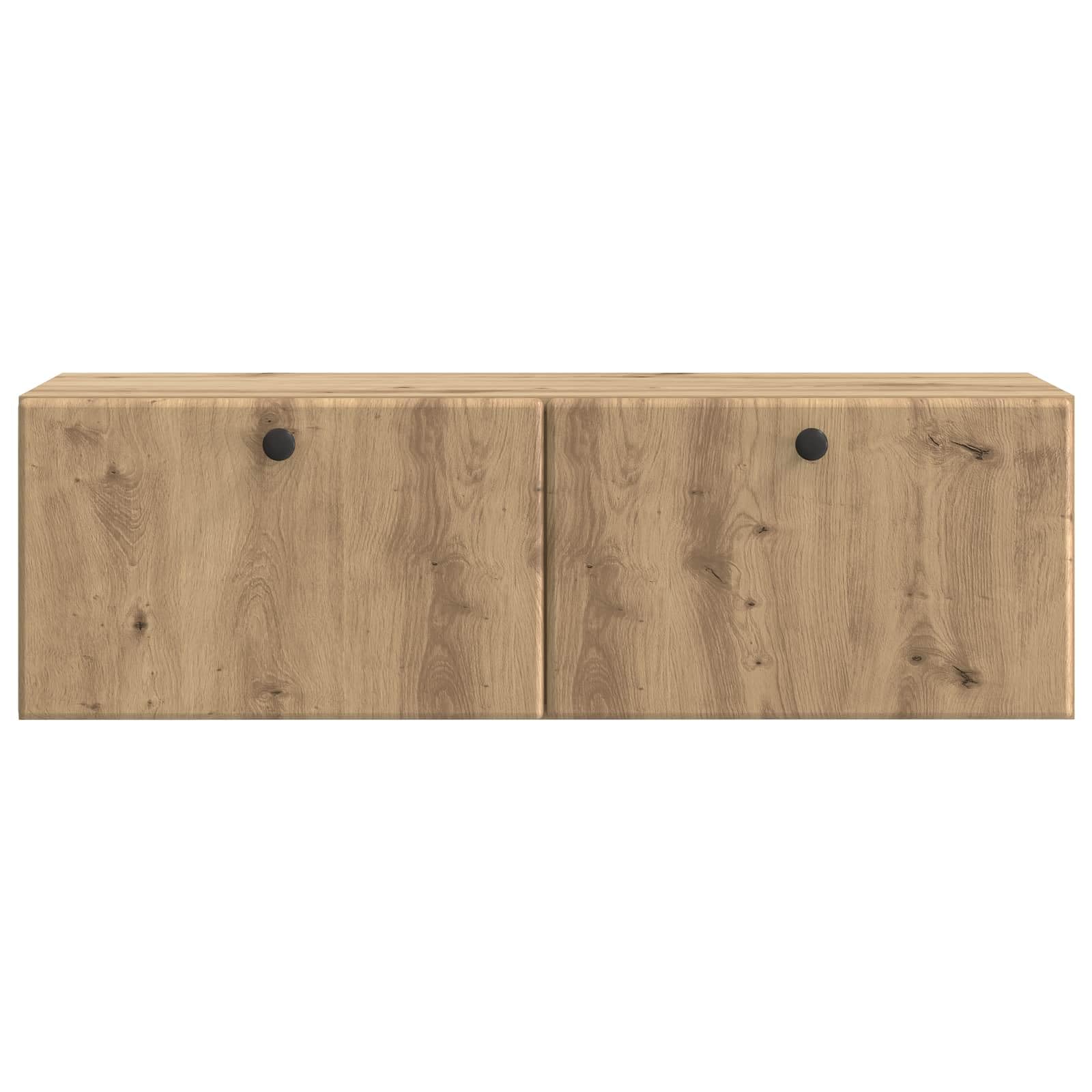 Szafka RTV montowana na ścianie Dąb artisan 98x31x30 cm wisząca szafka pod telewizor z drzwiami pojemna nowoczesna meblość do salonu przechowywanie sprzętu dekoracji oszczędza miejsce