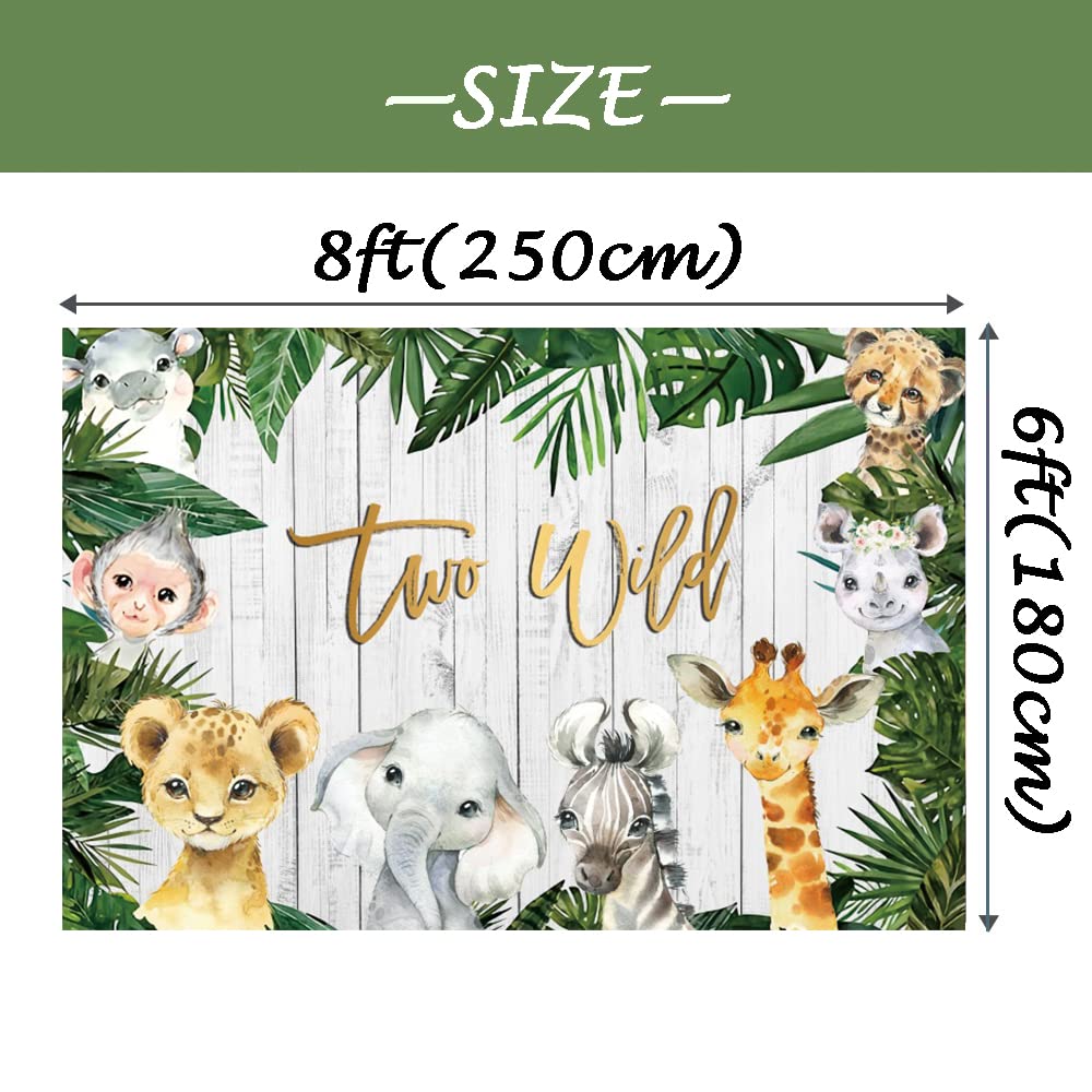 8x6ft Jungle Safari Birthday Backdrop - Wild Animal Forest Theme Party Decor