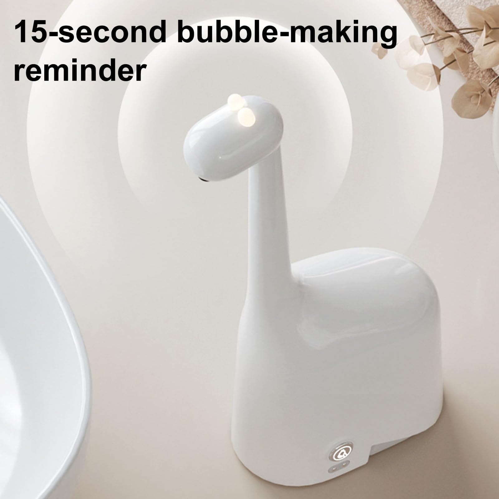 Dispenser automatico di sapone touchless, design carino giraffa con funzione timer, IPX5 impermeabile ricaricabile, pompa per lavaggio a mano per bagno e cucina, bianco