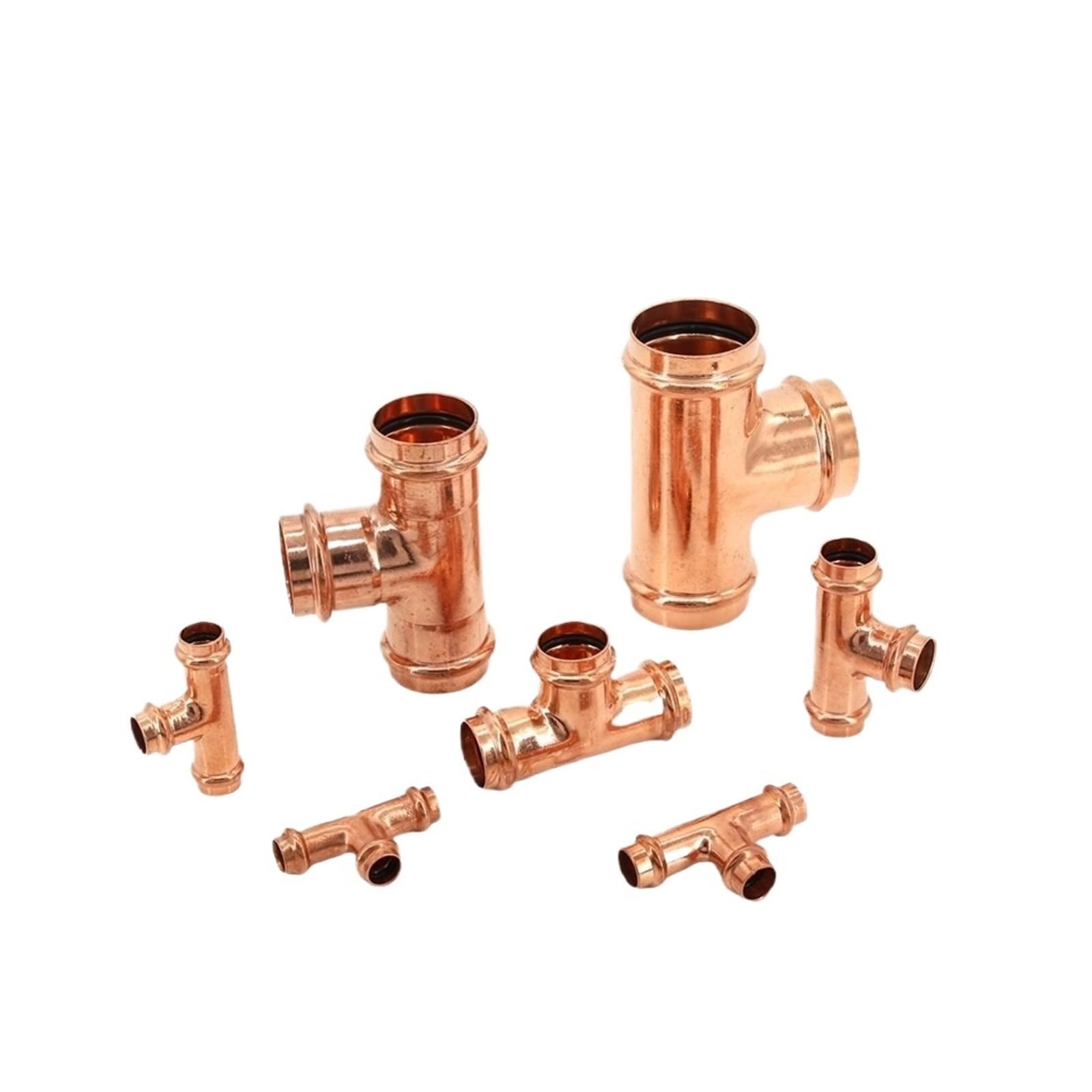 ID 15-54mm Miedziana złączka ciśnieniowa z podwójnym zaciskiem Trójnik o tej samej średnicy Złącze do podgrzewania wody w kształcie litery T/V(ID35mm,Normal For Water)