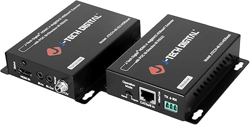 J-Tech Digital Extensor HDMI 4K HDBaseT a través de Ethernet Cat5e/6 hasta 230 pies (1080P) 130 pies (4K), soporta HDCP 2.2/1.4, RS232, IR