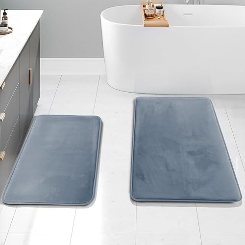 Miniatura 140 de Clara Clark - Tapetes para baño de espuma viscoelástica, terciopelo y felpa ultra suave, antideslizantes, lavables a máquina y de secado rápido,