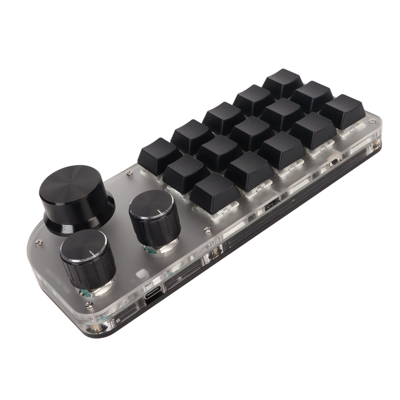 USB Tastatur, Programmierbare Mechanische Tastatur mit 15 Tasten und 3 Knöpfen, 3 Verbindungsmodi Type C Kabelgebunden Bluetooth 2.4G Kabellos, for Büro Gaming Medien