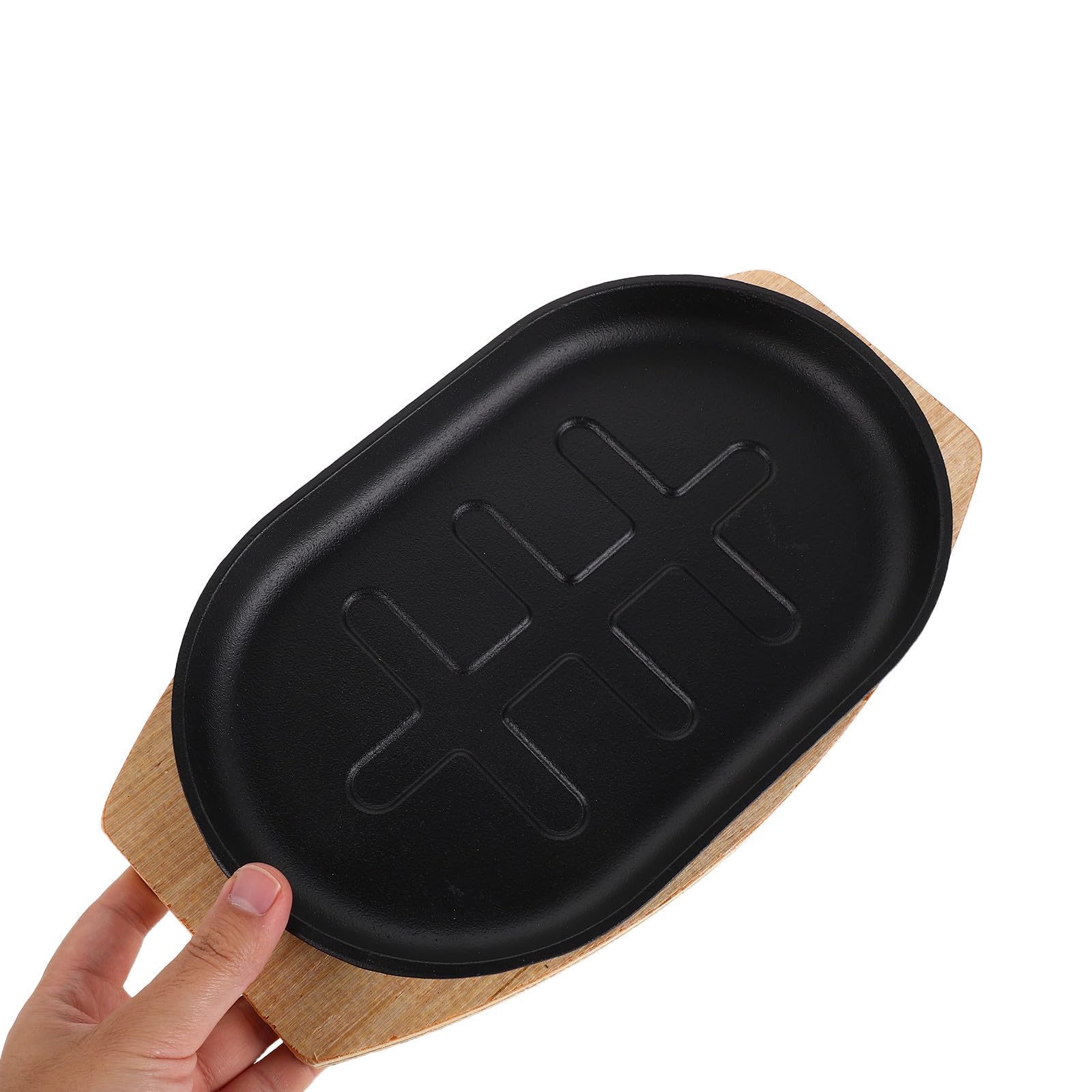 INOOMP Padella per Fajitas in Ghisa Nera, Pretrattata, con Manico