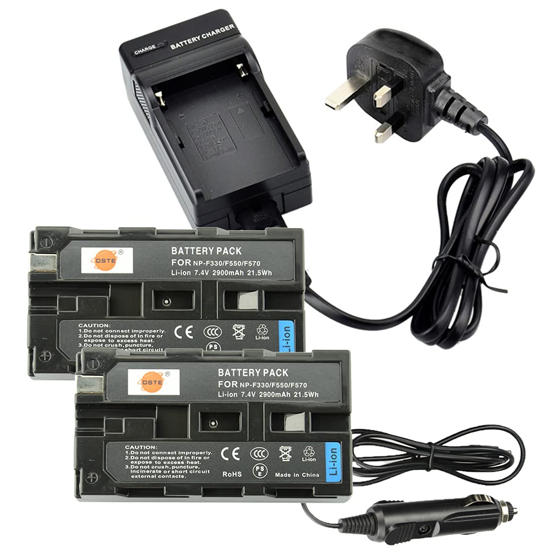 DSTE 2-Pieza Repuesto Batería y DC01U Viaje Cargador Kit para Sony NP-F330 NP-F530 NP-F550 NP-F570 CCD-RV100 CCD-RV200 CCD-SC5 CCD-SC55E CCD-SC55 CCD-SC6 CCD-SC65 CCD-SC7 CCD-SC9