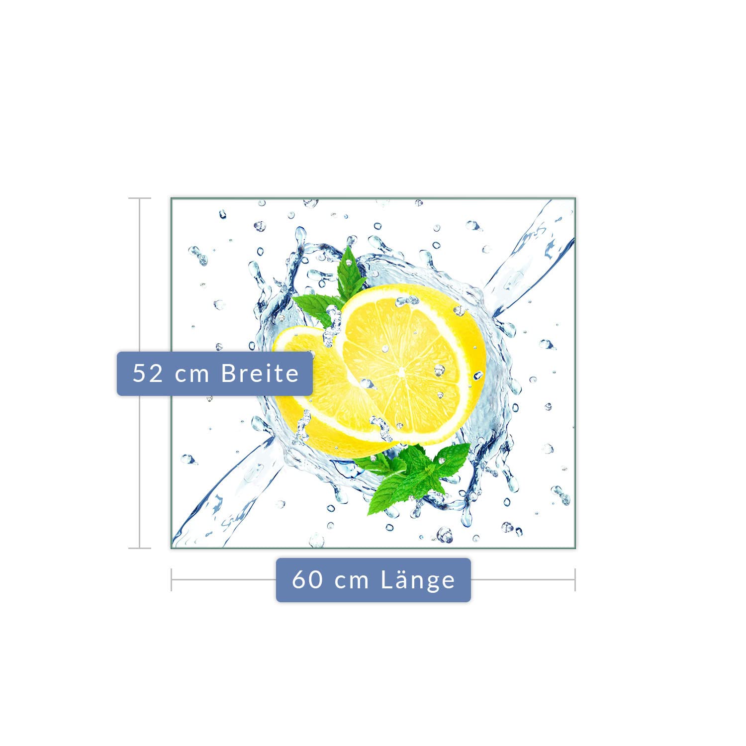 Herdabdeckplatte Abdeckung Ceranfeld Abdeckplatte Schneidebrett 1-Teilig 60x52 Zitrone Gelb Spritzschutz Glasplatte Ceranfeldabdeckung Schutz Kochplatten Herdschutz Sicherheitsglas Glasschneidebrett