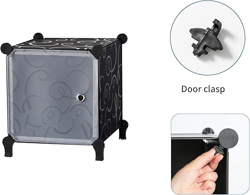 Miniatura 9 de AWTATOS Organizador de almacenamiento de 12 cubos con puertas, estante de plástico de bricolaje para armario, estantería modular, estante apilable