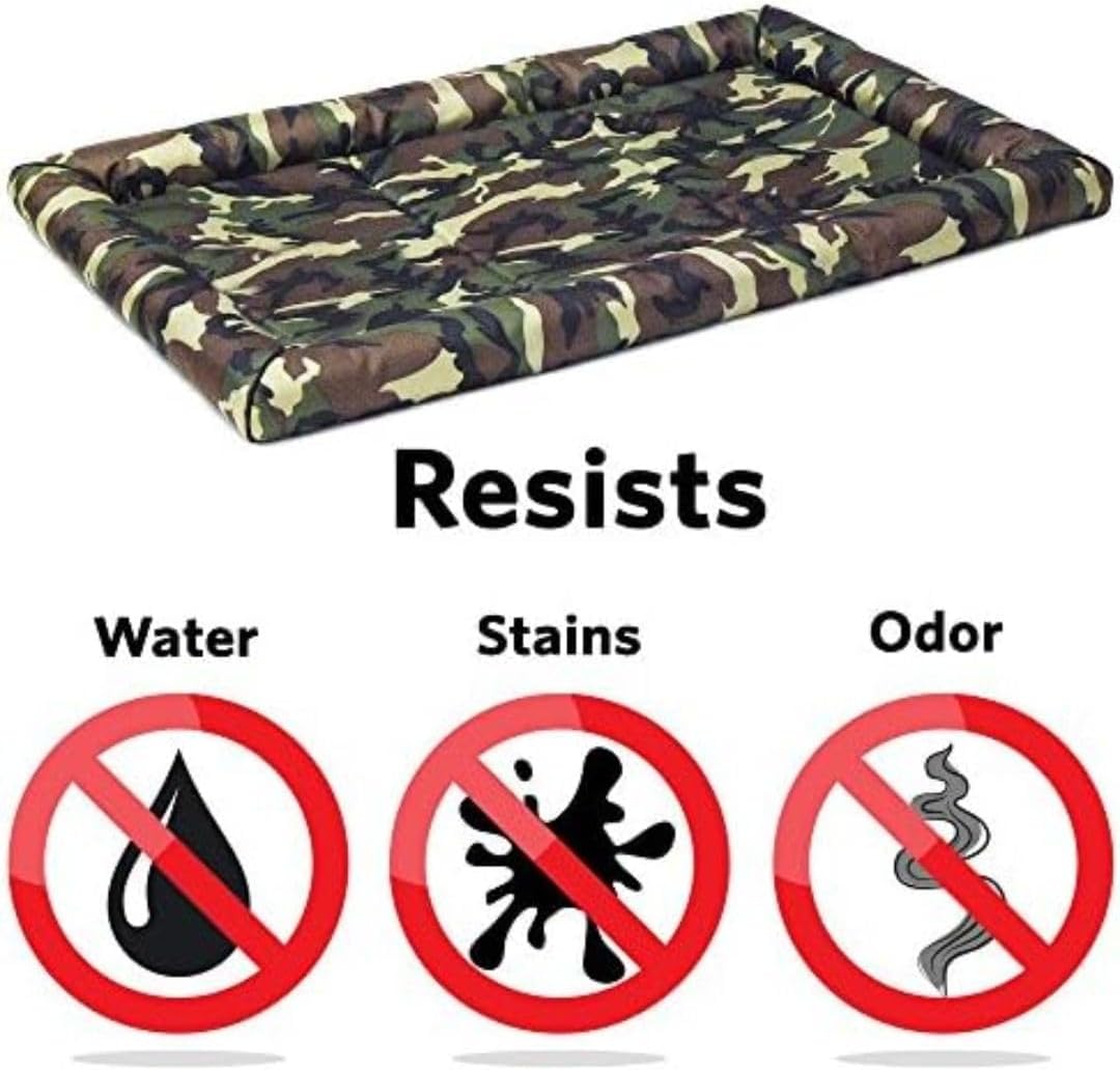 MidWest Homes for Pets XL QuietTime MAXX Ultra-Rugged Dog Bed, Water & Odor Resistant, Bolstered Edge, Non-Slip Bottom, Fits 48-inch Crates, Camo