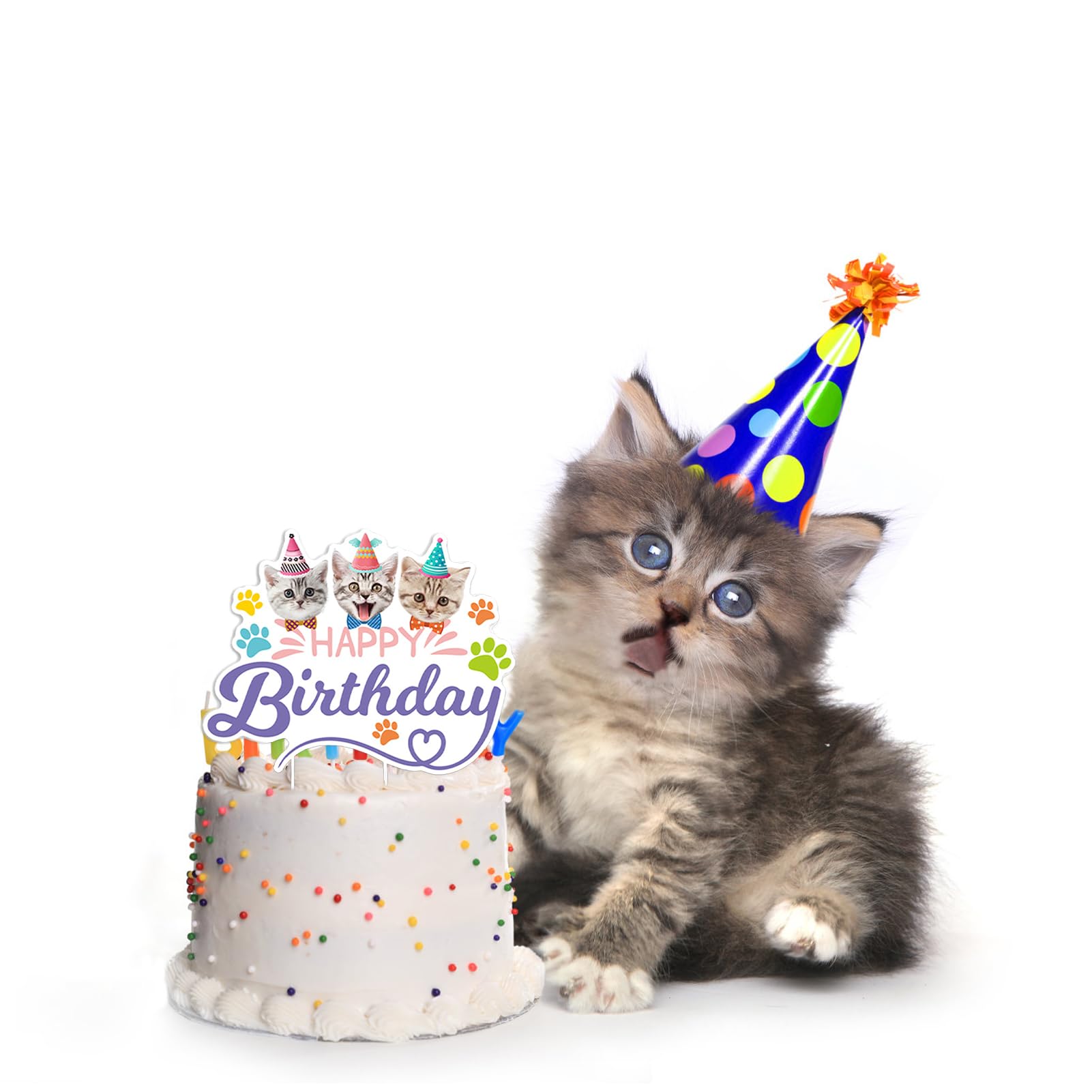 Katzen-Kuchen-Topper Set – 11-teilig Mit Happy Birthday Banner, Für Geburtstagstorten & Cupcakes