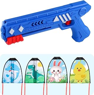 Kite Launcher Toys with Kite Toy Set, 2023 New Kids Kite Launcher, Funny Beach Kite Toy Outdoor Toys for Kids, Catapult Kite Toy Gun Outdoor Hand-held Ejection Flying for Kids (Blue)