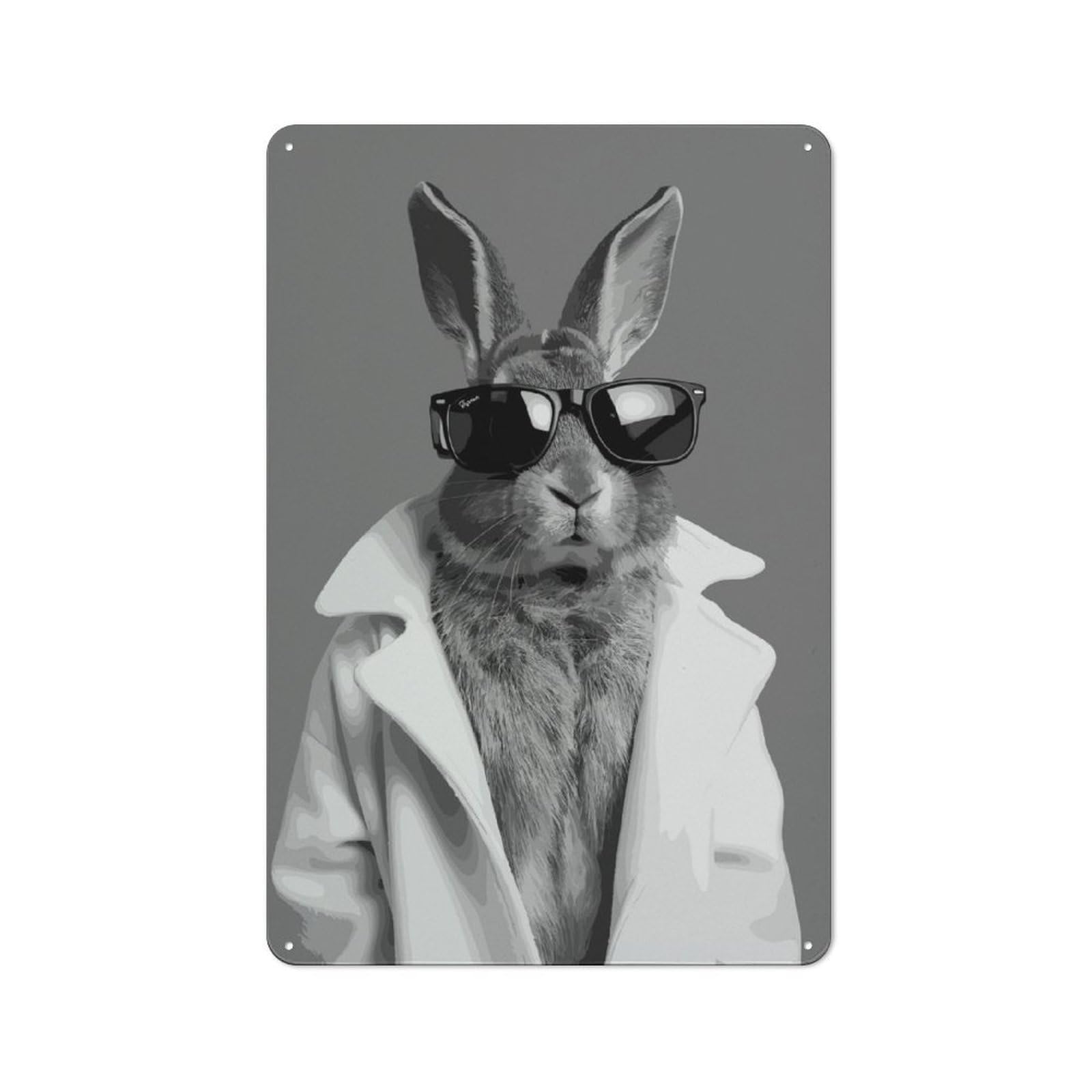 Junmoney Rabbit Animals Portrait Retro Tin Sign 30X20cm For Workshop Wall, For Collectors Of Retro Metal Wall Decor