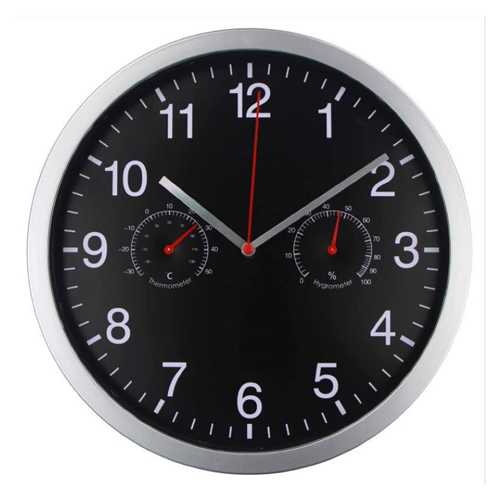 Horloge murale hygromètre résout air sec et bruit avec quartz silencieux métal