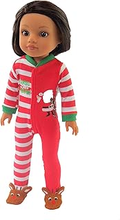 American Fashion World Santaâ€™s Little Helper Onesie for 14-Inch Dolls | Premium Quality & Trendy Design | Dolls Clothes | Outfit Fashions for Dolls for Popular Brands