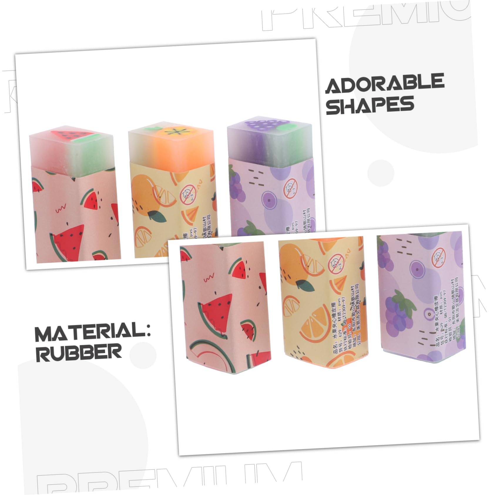 VILLCASE Gommes Fruits 36 Pièces en Caoutchouc Kawaii pour Garçon et Filles