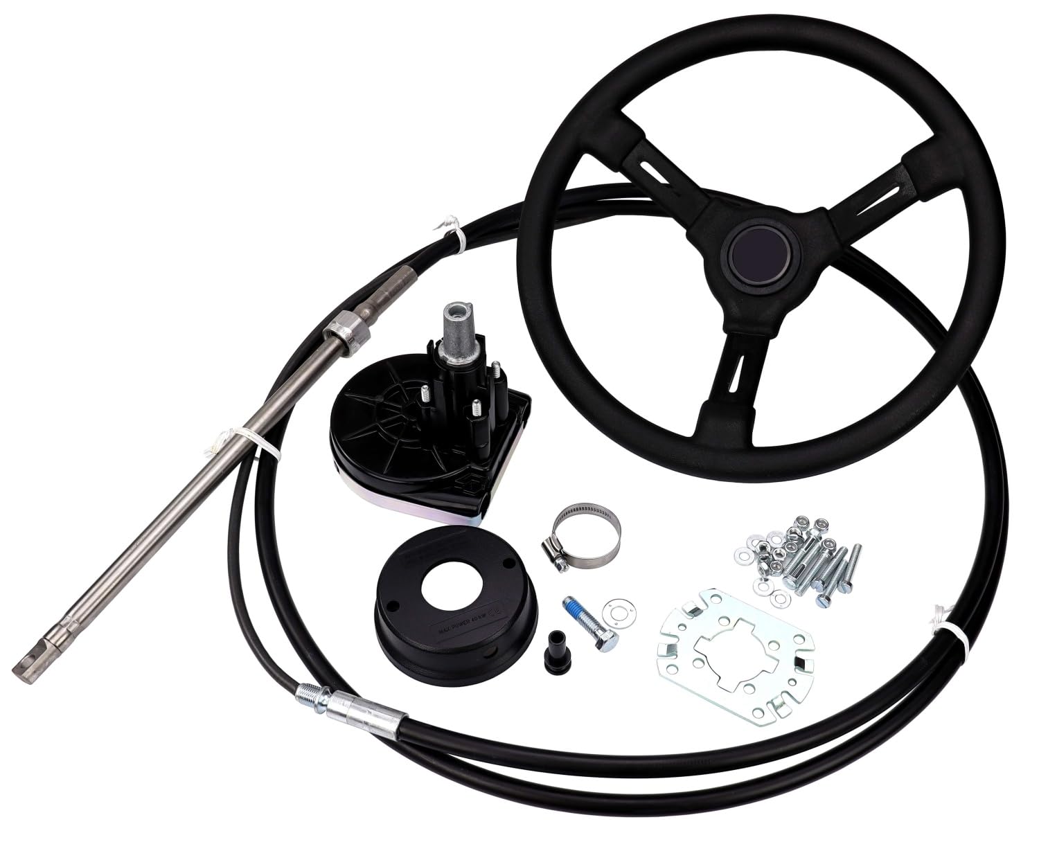 Teleflex-Ultraflex Light Duty Steuerung mit Kabel + Steuerrad Riviera schwarz