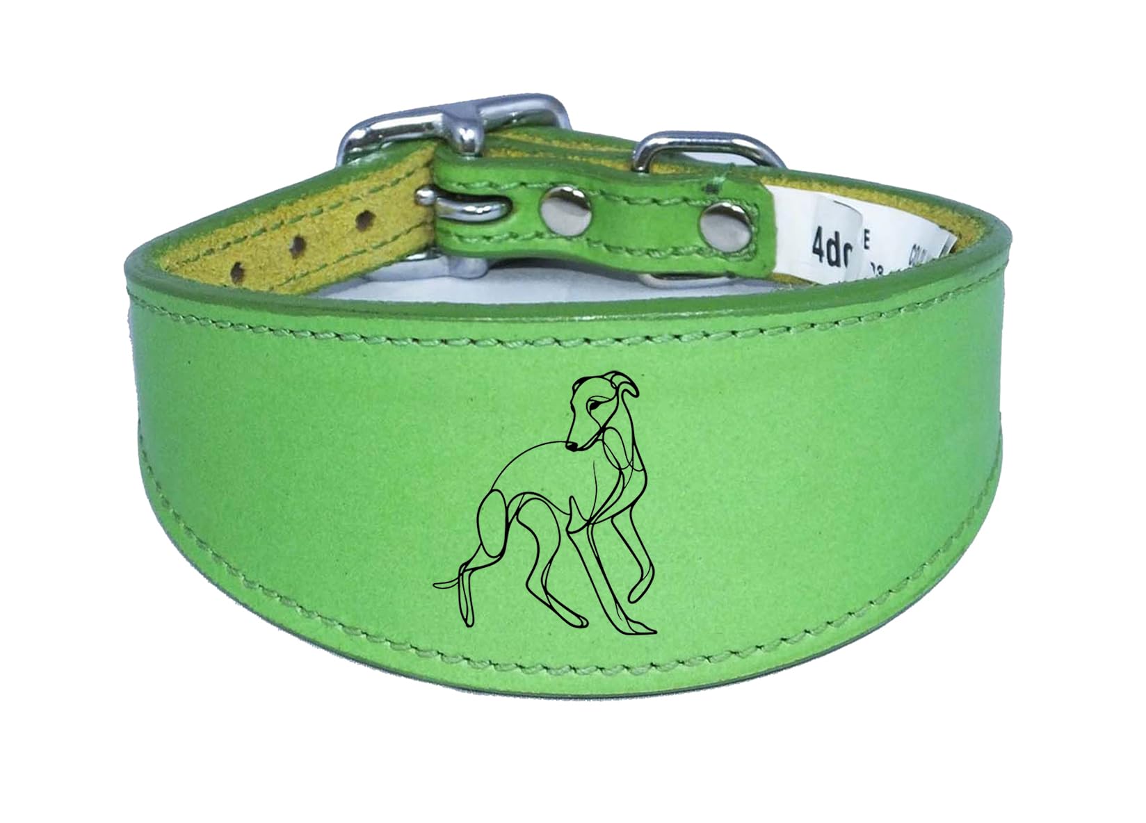 Sighthound Wide Leather Collar, Handmade, for Iggy, Lurcher, Whippet and Greyhound, NL18