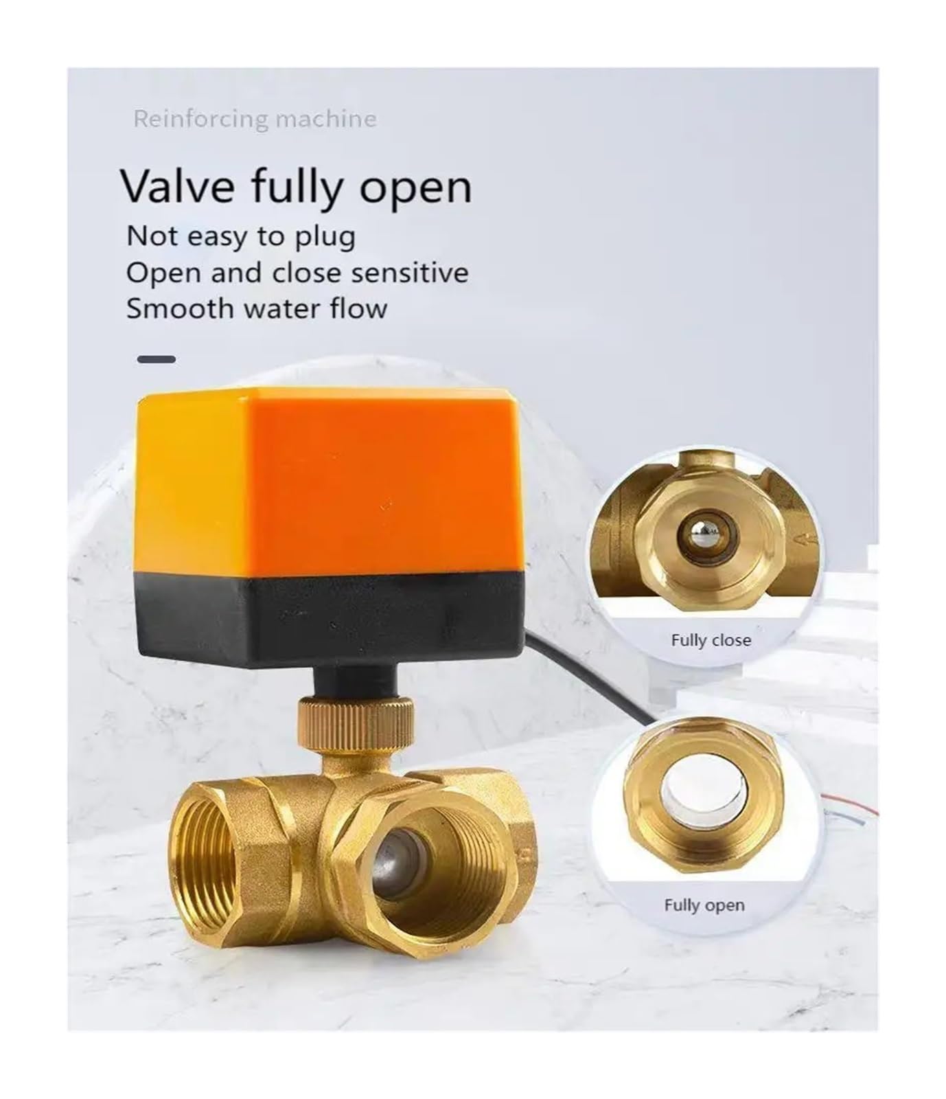 Válvula de Bola motorizada Tipo T Tres vías 3/4'', 220 V, 12 y 24, válvula eléctrica latón(220V-CR02)