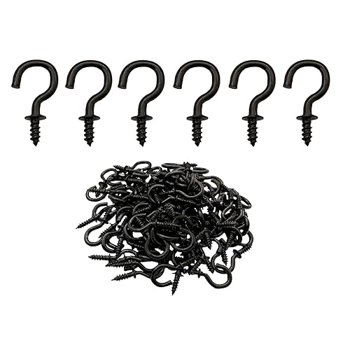 100 ganchos pequeños de joyería de 12 pulgada para colgar en el techo, ganchos de cadena de luces, color negro
