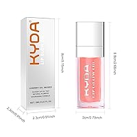Vista 7 de KYDA Aceite de brillo labial hidratante, brillo labial de aceite hidratante transparente voluminizador, aceite labial teñido para el cuidado
