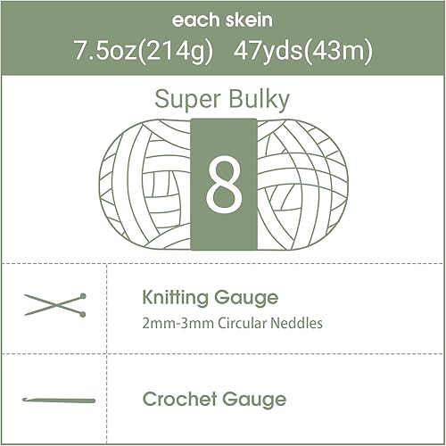 Miniatura 9 de HOMBYS Pomp-A-Doodle - Ovillo de hilo voluminoso para tejer, hilo de felpilla gruesa para ganchillo y pompones, paquete de 8 unidades, color verde