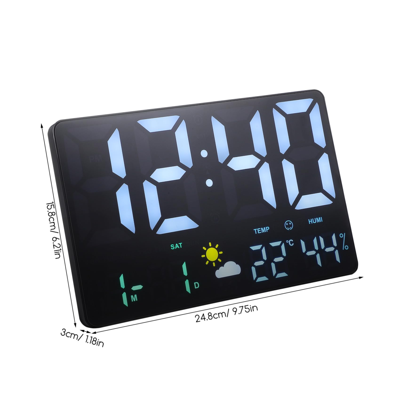 Orologio Digitale da Parete Nero Display Grande, Led, Ufficio | Previsioni Meteo, Sensore Pressione Aria, Conto alla Rovescia, Soggiorno