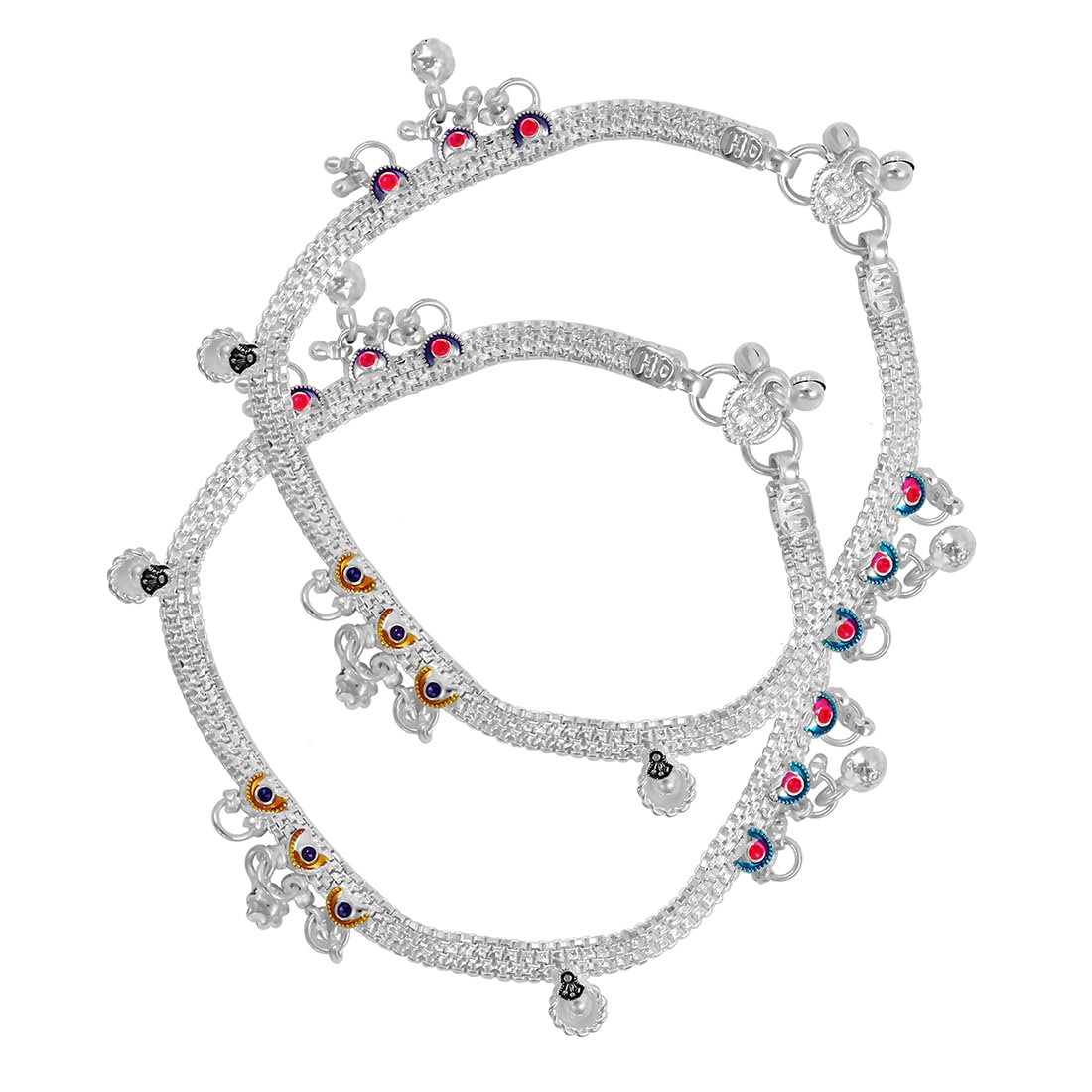 Nakabh Indian Traditional White Metal Anklets Payal Pair for Women Girls with Attached Ghungroo (1905507) (B0CHFW2GJ9) Amazon Price History, Amazon Price Tracker