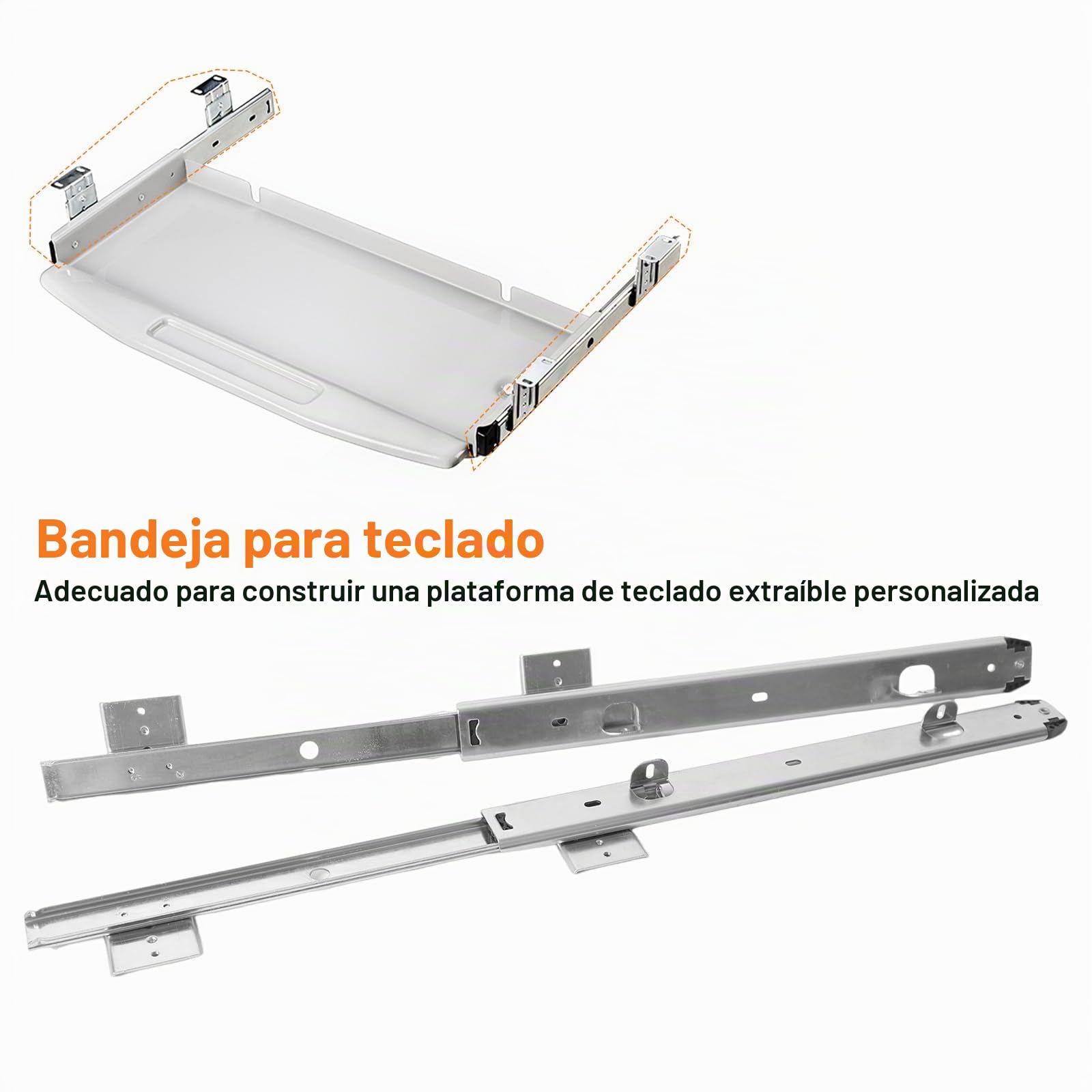 Bandeja extraíble para teclado, rieles para cajones, altura regulable, resistente, 30,5 cm, bandeja de teclado para debajo de la base (40,5 cm)