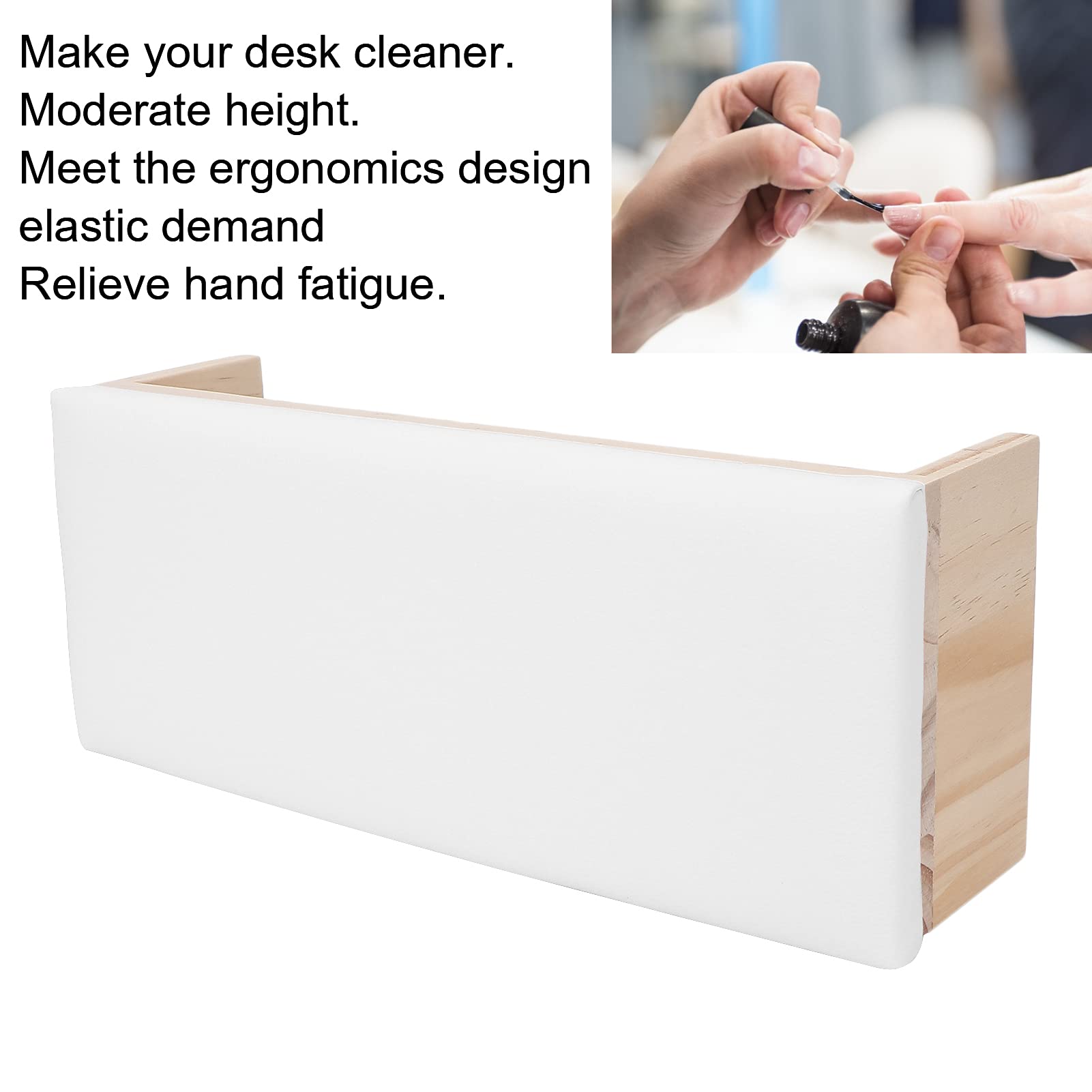 Support de Coussin de Manucure, Coussin de Repose-ongles en Cuir PU, Support de Poignet, Support de Repose-poignet, Support de Coussin pour Nail Art avec Pied en Rondin pour (White)