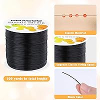 Vista 3 de Cuerda elástica negra Paxcoo, cordón elástico para cuentas para pulseras, collares, fabricación de joyas y suministros para enhebrado