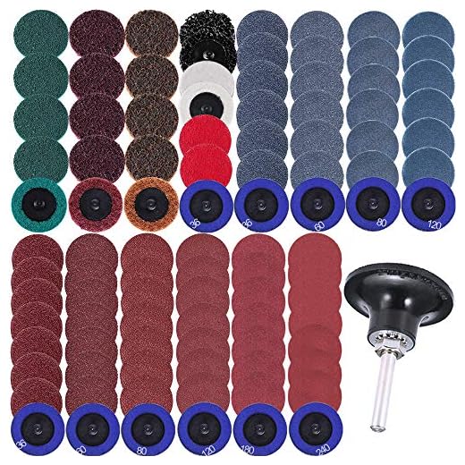 AUSTOR 103 Pcs Sanding Discs Set 2 Inches Quick Change Disc with 1/4 inch Tray Holder for Die Grinder Surface Prep Strip Grind Polish Finish Burr Rust Paint Removal