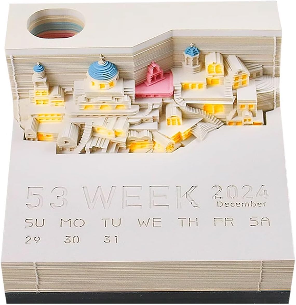 Amazon.com : Calendar Time Piece Calendar 2024 Santorini 3D Memo Pad ...