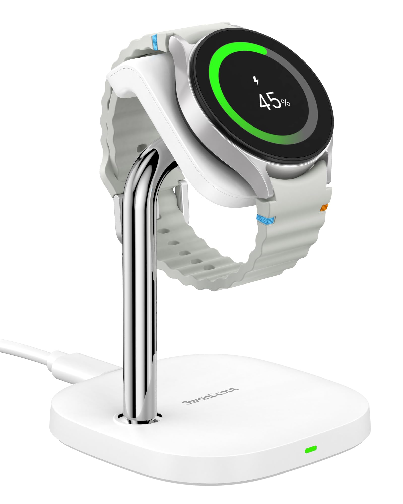 SwanScout 505S, Galaxy Watch FE/7/Ultra/6 Charger, Charging Stand, Galaxy Watch Charger, Adjustable Angle, Rapid Lightweight, Compatible with Samsung Galaxy Watch 7/Ultra/6/6 Classic/5/5