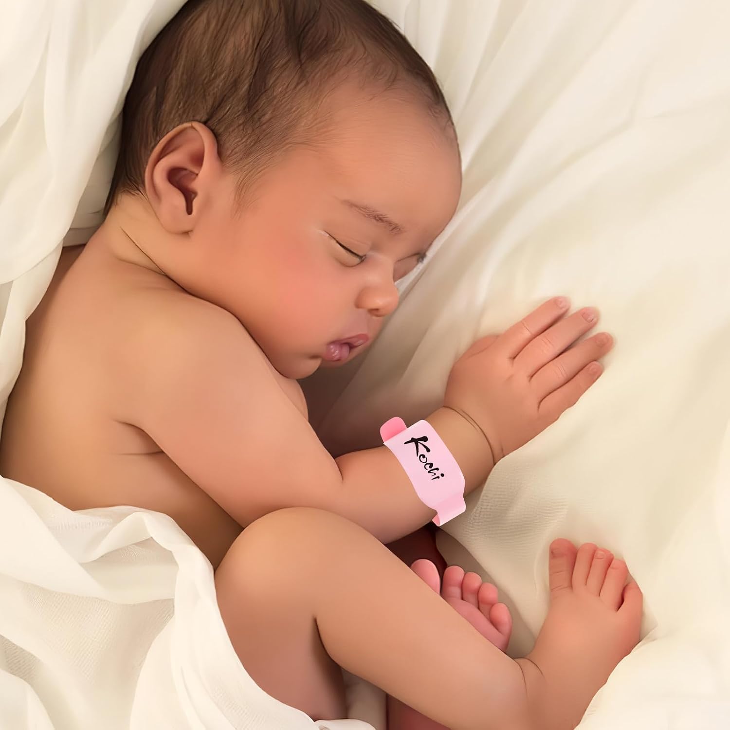 100Pcs Disposable Newborn PVC Identification Wristbands Hospital Id Bands Waterproof Writable Pink Patient Bracelets for Care