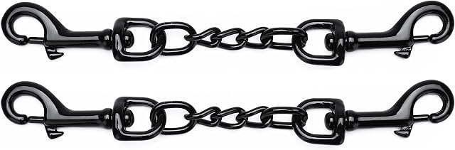 DEYACE Metal Dog Collar Safety Clip, 2 Pack Heavy-Duty Backup for Prong Collar, Dog Harness Collar Connector 8inch/10inch (8-Inches, Black)