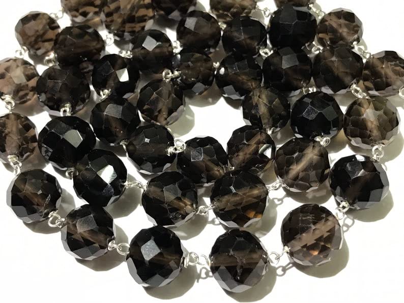 Quartz fumé naturel perles facettées 10x11mm haut de gamme pour création de bijoux de luxe