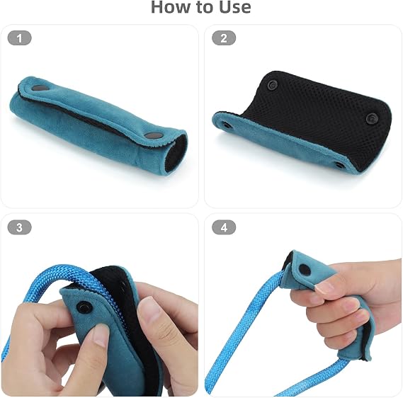 2PCS Dog Leash Grip Handle Sleeve, Soft Velvet, Polyester Mesh, Blue