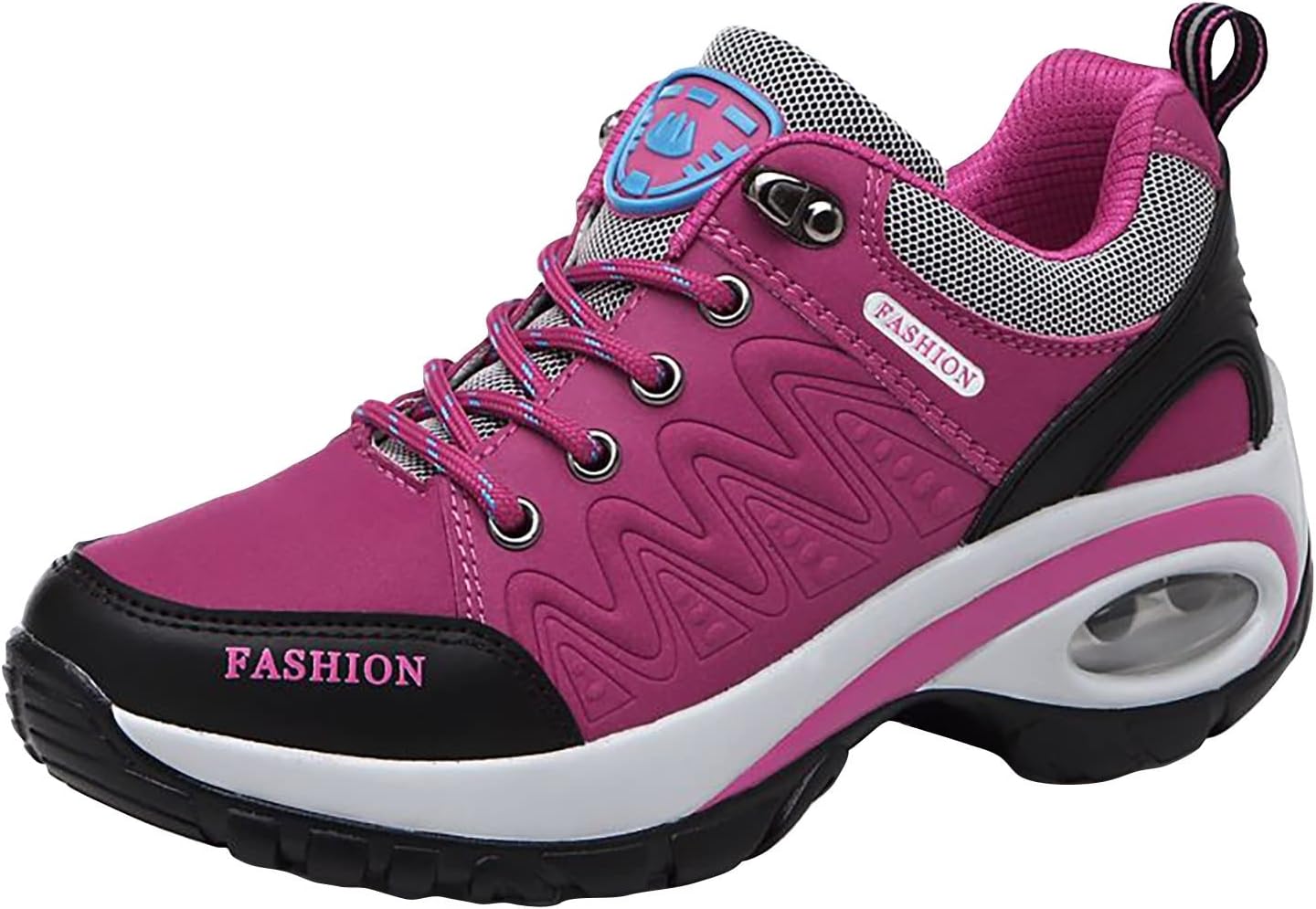 Air Cushion Fashion Sneakers for Women Outdoor Running Sport Shoes Comfortable Non-Slip Wedge Walking Shoes Womens Waterproof Hiking Shoes Lace Up Trekking Tennis Training Shoes