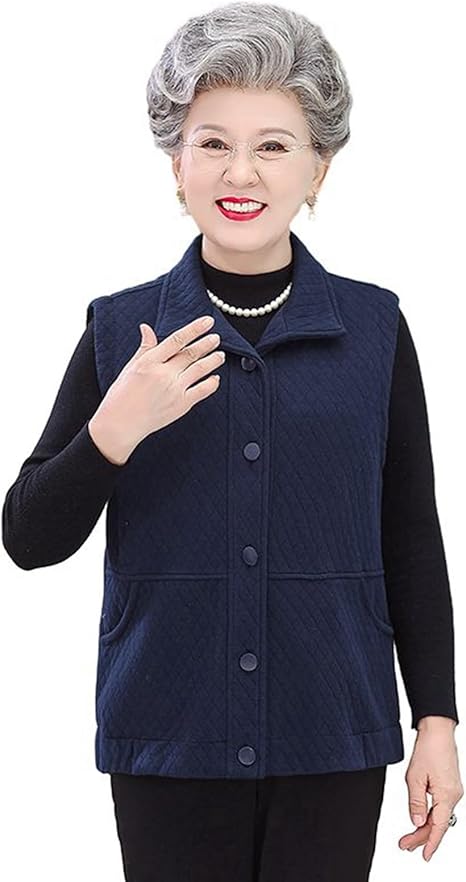 Amazon | [Bukary] 前開きボタン 衿付ベスト チョッキ 高齢者 婦人服