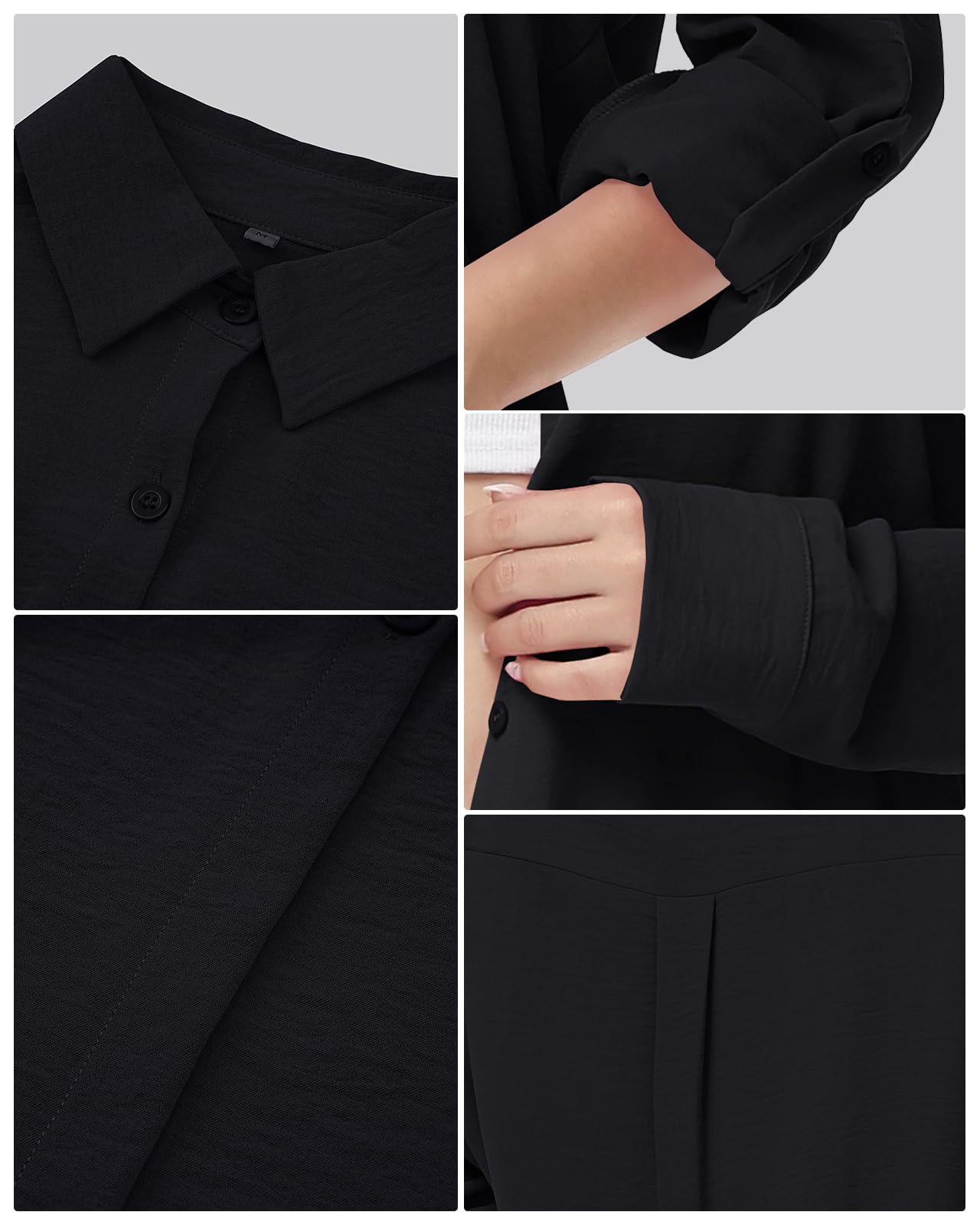 Tanmolo Damen Bluse V-Ausschnitt Hemdbluse Langarm Lässiges Hemd zum Knöpfen Langarmshirt Casual Oberteile Aufrollen Tops